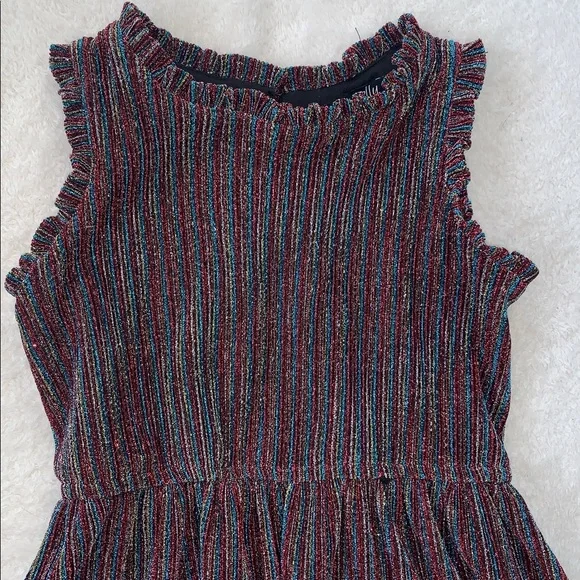 Ava & Yelly 6X Glitter Metallic Striped Dress EUC Red Silver Gold Blue - Picture 12 of 15